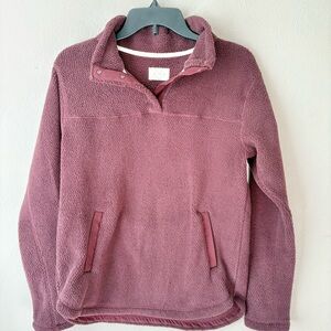 🎁5/$25 Thread & Supply Burgundy Fleece Sherpa Pullover Sweatshirt